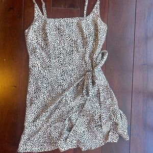 Leopard Print Wrap Mini Dress w/ Ruffle Hem